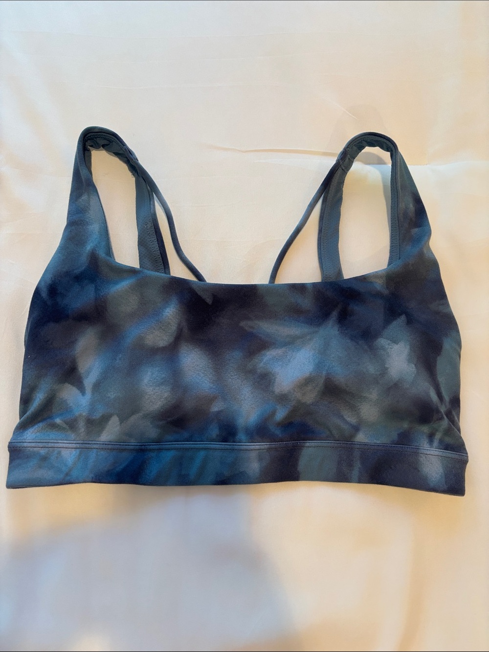 Athleta Navy Blue Tie-Dye Strappy Sports Bra